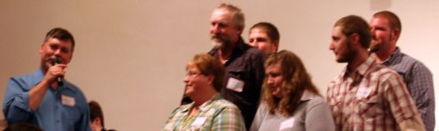 L-R: Brian Davis, Soil and Water Conservation District; Betty, Doug, Alan Nichols, Tiffany (daughter) & husband Scott Lambert, Bruce Nichols - Conservation of the Year Award.