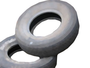 Two non-descript car tires